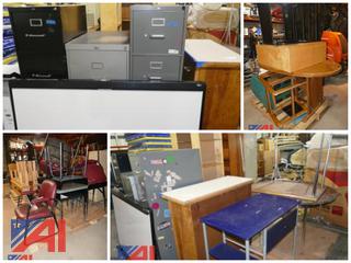(#4) Chairs, Tables, Desks, Filing Cabinets